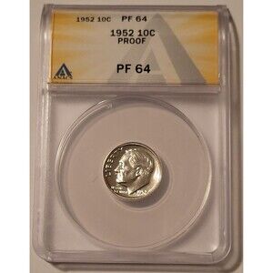 1952 Roosevelt Dime Proof PF64 ANACS
